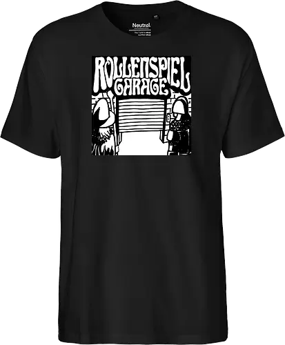 Logo des Podcasts RollenspielGarage in Graustufen. Design by CrlBox. Feuerball!