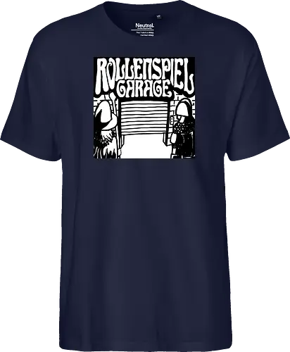 Logo des Podcasts RollenspielGarage in Graustufen. Design by CrlBox. Feuerball!
