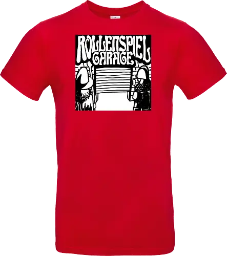 Logo des Podcasts RollenspielGarage in Graustufen. Design by CrlBox. Feuerball!