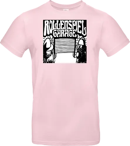 Logo des Podcasts RollenspielGarage in Graustufen. Design by CrlBox. Feuerball!