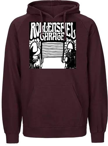 Logo des Podcasts RollenspielGarage in Graustufen. Design by CrlBox. Feuerball! - Fairtrade Hoodie