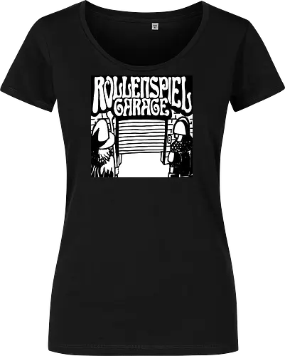 Logo des Podcasts RollenspielGarage in Graustufen. Design by CrlBox. Feuerball!