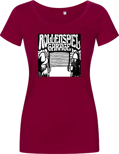 Logo des Podcasts RollenspielGarage in Graustufen. Design by CrlBox. Feuerball!