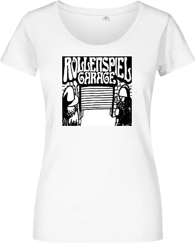 Logo des Podcasts RollenspielGarage in Graustufen. Design by CrlBox. Feuerball!