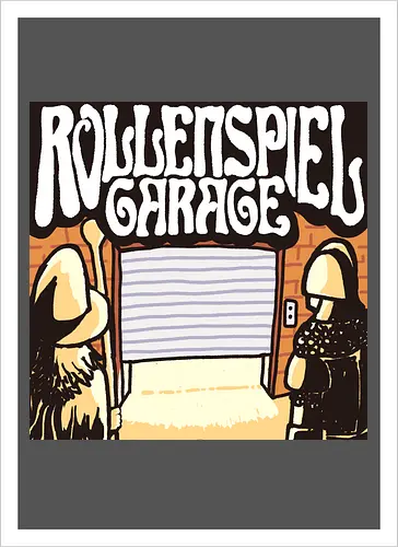 Logo des Podcasts RollenspielGarage. Design by CrlBox. Feuerball!