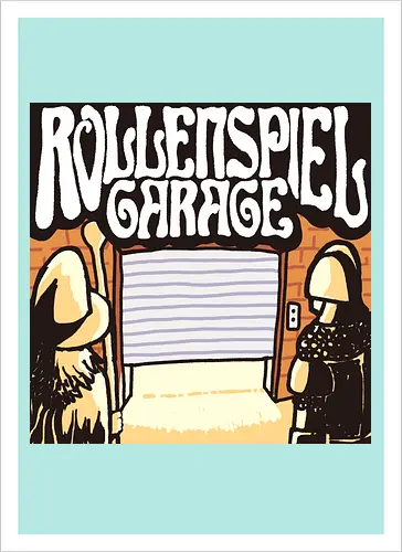 Logo des Podcasts RollenspielGarage. Design by CarlBox. Feuerball!