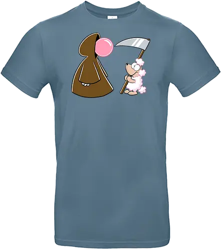 Kaugummi-Tod und Pudel - tod, pudel, sense, kaugummi, cartoon, cartoons, nichtlustig, nicht lustig - Standard T-Shirt