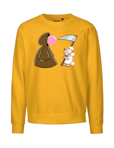 Kaugummi-Tod und Pudel - tod, pudel, sense, kaugummi, cartoon, cartoons, nichtlustig, nicht lustig - Fairtrade Sweatshirt
