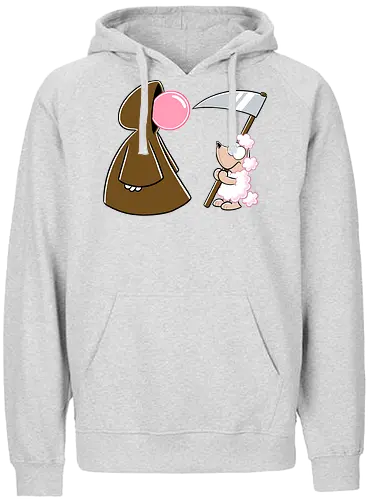 Kaugummi-Tod und Pudel - tod, pudel, sense, kaugummi, cartoon, cartoons, nichtlustig, nicht lustig - Fairtrade Hoodie