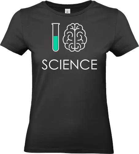 I Love Science V2  - science, biology, brain, chemistry, college, elements, formula, laboratory, molecule, periodic table, physics, scientist, study, think, university - Standard T-Shirt (Women)