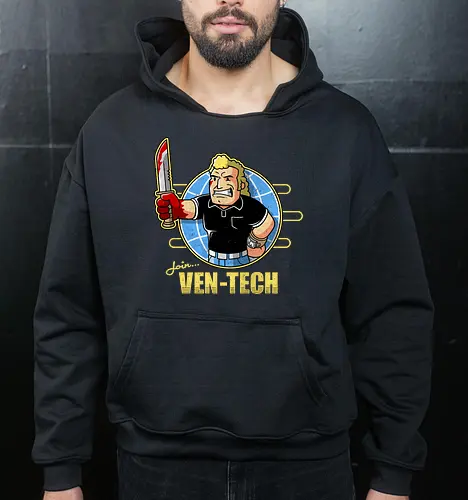 Retro Cartoon Unternehmens Tech Maskottchen Messer Geek Mashup