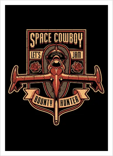 Space Cowboy Kopfgeldjäger – Let's Jam Vintage Badge