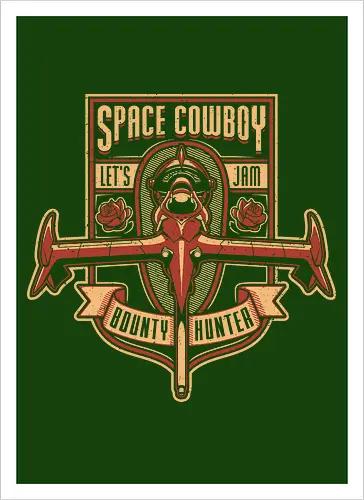 Space Cowboy Kopfgeldjäger – Let's Jam Vintage Badge