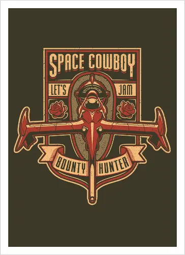 Space Cowboy Kopfgeldjäger – Let's Jam Vintage Badge
