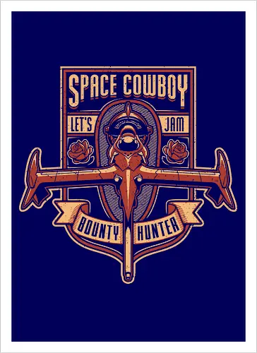 Space Cowboy Kopfgeldjäger – Let's Jam Vintage Badge