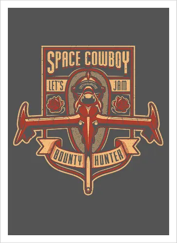 Space Cowboy Kopfgeldjäger – Let's Jam Vintage Badge