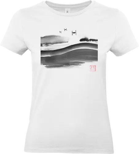 attack - prairy, land, sumie, temple, spaceship - Standard T-Shirt (Women)