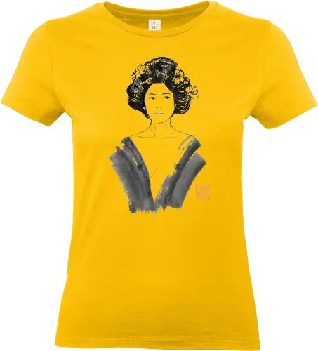 transparent kimono - nude, woman, geisha, hill, rocks, pagoda, fuji, mount, sumie, japan - Standard T-Shirt (Women)