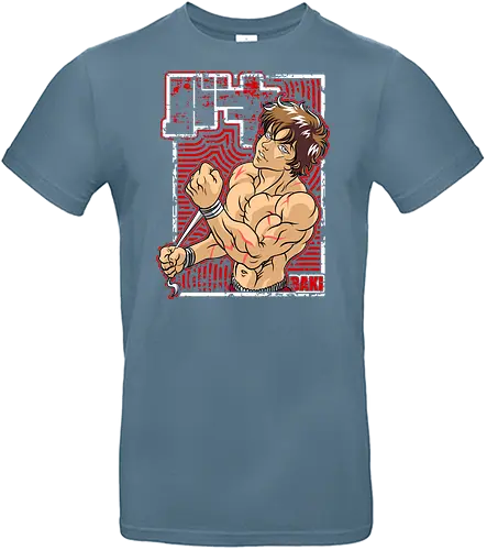 Baki Red Impact - baki, fighting anime, anime design, manga art, combat pose, muscle fighter, anime warrior, red black aesthetic - Standard T-Shirt