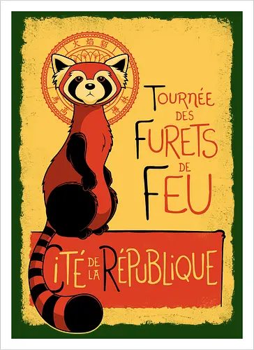 Roter Panda Vintage Französisches Poster Art Nouveau Oriental