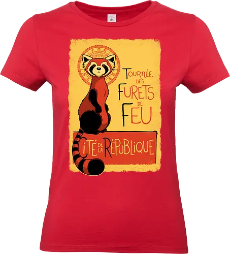 Roter Panda Vintage Französisches Poster Art Nouveau Oriental - red panda vintage shirt, art nouveau animal tee, parisian poster apparel, vintage oriental animal shirt, retro french poster tee, red panda art clothing, vintage animal poster shirt, art nouveau geek tee, oriental vintage apparel, retro animal art shirt, french vintage style tee, red panda kawaii clothing, Fire Ferrets, Legend of Korra, Republic City - Standard T-Shirt (Women)