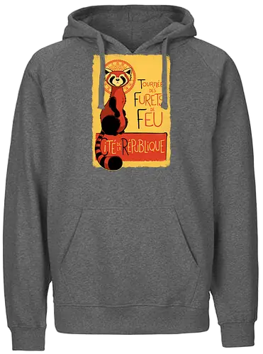 Roter Panda Vintage Französisches Poster Art Nouveau Oriental - red panda vintage shirt, art nouveau animal tee, parisian poster apparel, vintage oriental animal shirt, retro french poster tee, red panda art clothing, vintage animal poster shirt, art nouveau geek tee, oriental vintage apparel, retro animal art shirt, french vintage style tee, red panda kawaii clothing, Fire Ferrets, Legend of Korra, Republic City - Fairtrade Hoodie