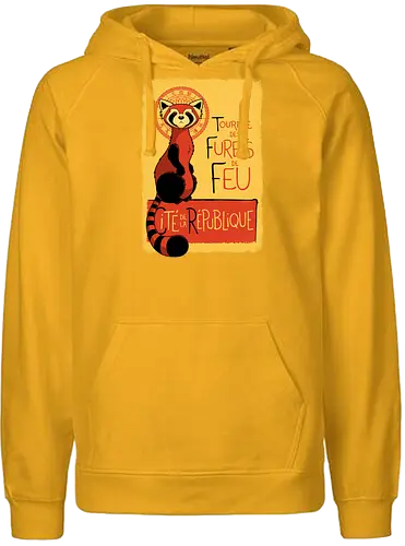 Roter Panda Vintage Französisches Poster Art Nouveau Oriental - red panda vintage shirt, art nouveau animal tee, parisian poster apparel, vintage oriental animal shirt, retro french poster tee, red panda art clothing, vintage animal poster shirt, art nouveau geek tee, oriental vintage apparel, retro animal art shirt, french vintage style tee, red panda kawaii clothing, Fire Ferrets, Legend of Korra, Republic City - Fairtrade Hoodie