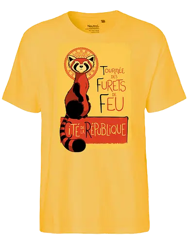 Roter Panda Vintage Französisches Poster Art Nouveau Oriental - red panda vintage shirt, art nouveau animal tee, parisian poster apparel, vintage oriental animal shirt, retro french poster tee, red panda art clothing, vintage animal poster shirt, art nouveau geek tee, oriental vintage apparel, retro animal art shirt, french vintage style tee, red panda kawaii clothing, Fire Ferrets, Legend of Korra, Republic City - Fairtrade T-Shirt