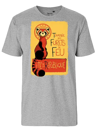 Roter Panda Vintage Französisches Poster Art Nouveau Oriental - red panda vintage shirt, art nouveau animal tee, parisian poster apparel, vintage oriental animal shirt, retro french poster tee, red panda art clothing, vintage animal poster shirt, art nouveau geek tee, oriental vintage apparel, retro animal art shirt, french vintage style tee, red panda kawaii clothing, Fire Ferrets, Legend of Korra, Republic City - Fairtrade T-Shirt