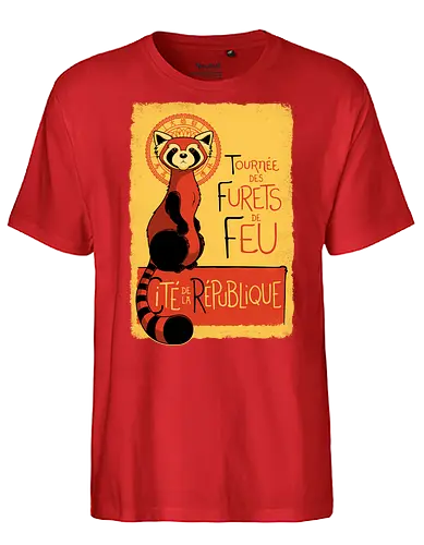 Roter Panda Vintage Französisches Poster Art Nouveau Oriental - red panda vintage shirt, art nouveau animal tee, parisian poster apparel, vintage oriental animal shirt, retro french poster tee, red panda art clothing, vintage animal poster shirt, art nouveau geek tee, oriental vintage apparel, retro animal art shirt, french vintage style tee, red panda kawaii clothing, Fire Ferrets, Legend of Korra, Republic City - Fairtrade T-Shirt