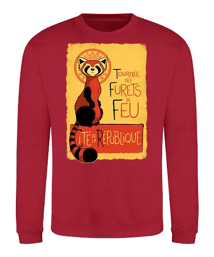 Roter Panda Vintage Französisches Poster Art Nouveau Oriental - red panda vintage shirt, art nouveau animal tee, parisian poster apparel, vintage oriental animal shirt, retro french poster tee, red panda art clothing, vintage animal poster shirt, art nouveau geek tee, oriental vintage apparel, retro animal art shirt, french vintage style tee, red panda kawaii clothing, Fire Ferrets, Legend of Korra, Republic City - Sweatshirt
