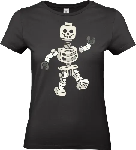 The Nostalgic Toy Skeleton - toy skeleton shirt, brick minifigure graphic, building block apparel, nostalgic 90s toy tee, pastel skeleton design, cute spooky streetwear, retro pop culture shirt, toy collector merch, funny Halloween graphic, disassembled bone figure - Standard T-Shirt (Women)