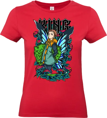 King Fairy Wings - king, seven deadly sins, fairy king, anime art, manga style, fantasy hero, anime design, colorful aesthetic - Standard T-Shirt (Women)