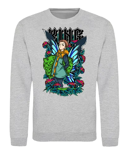 King Fairy Wings - king, seven deadly sins, fairy king, anime art, manga style, fantasy hero, anime design, colorful aesthetic - Sweatshirt