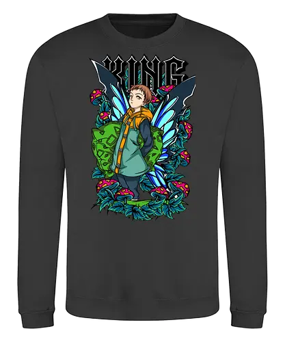 King Fairy Wings - king, seven deadly sins, fairy king, anime art, manga style, fantasy hero, anime design, colorful aesthetic - Sweatshirt