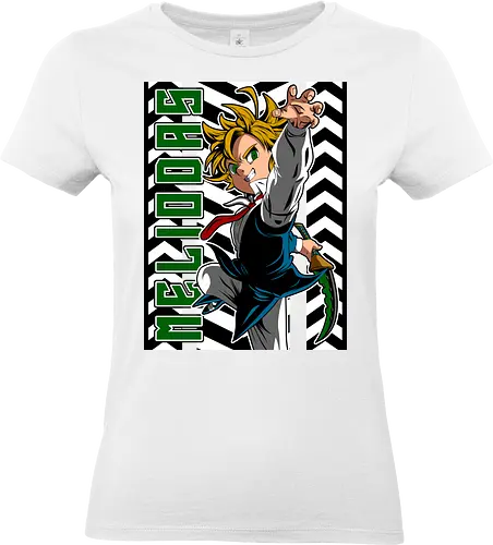 Meliodas Jump Strike - meliodas, anime fighter, seven deadly sins, dragon sin, manga art, action anime, fantasy warrior, anime poster - Standard T-Shirt (Women)