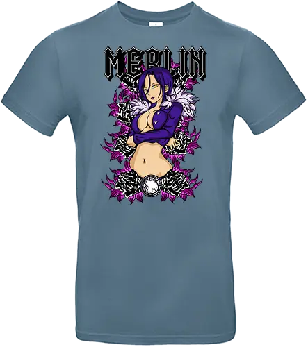 Merlin Dark Magic - merlin, anime sorceress, seven deadly sins, fantasy warrior, manga art, purple aura, anime aesthetic, magic power - Standard T-Shirt