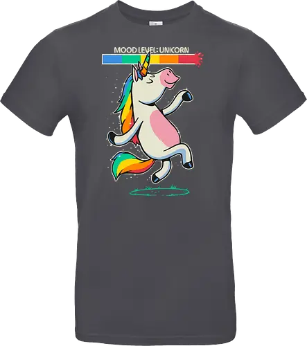 Mood Level Unicorn - unicorn, mood level, mood level unicorn, rainbow unicorn, funny unicorn, unicorn meme, happy vibes, good mood, positive energy, magical, cute unicorn, kawaii, rainbow, sparkle, fantasy humor, mood chart, funny saying, relatable humor, fun design, colorful, party vibes, whimsical, unicorn lover, gift for kids, gift for girls, pride colors, cheerful, mood tracker, rainbow vibes, magical creature - Standard T-Shirt