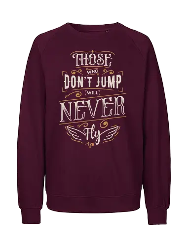 Freedom Over Fear - typography, text, quote, lettering, motivation, motivational, inspiration, inspirational, courage, brave, fly, wings - Fairtrade Sweatshirt