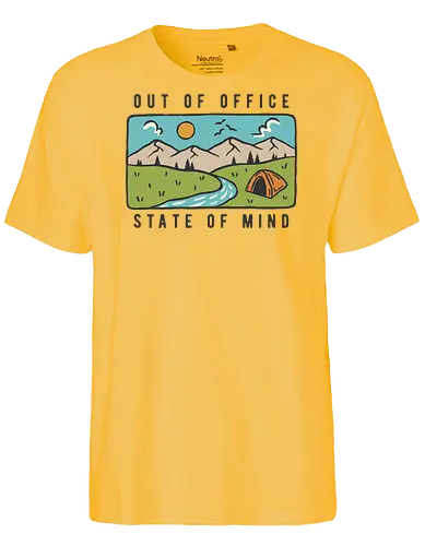 Out Of Office - nature, hiking, camp, pun, optimistic, camping, hike, adventure, mountains, landscape, email, office, funny - Fairtrade T-Shirt