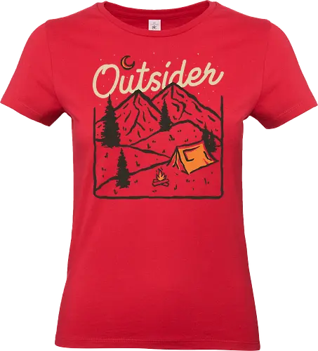 Outsider - nature, hiking, camp, pun, optimistic, camping, hike, adventure, mountains, landscape, outside, outsider - Standard T-Shirt (Women)