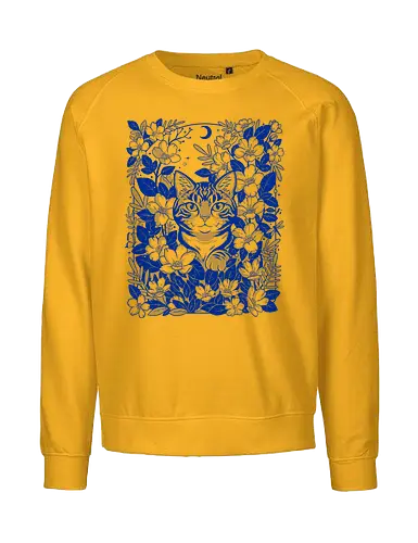 Moon Garden Cat - A graceful blend of floral elegance, moonlit wonder, and feline charm for lovers of nature inspired and aesthetic designs. - Fairtrade Sweatshirt