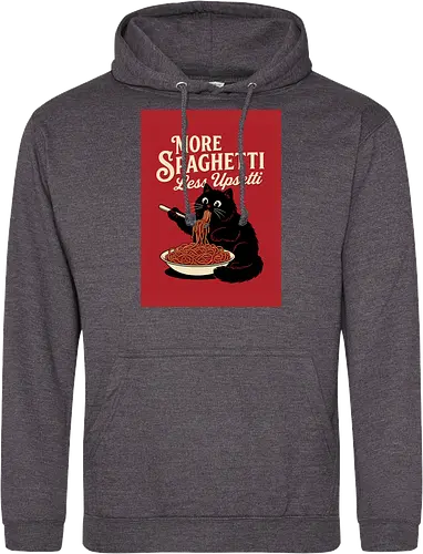 More spaghetti less upsetti hungry cat spaghetti  - cat, hungry cat, spaghetti, food, funny cat, cat lover, spaghetti lover - Standard Hoodie