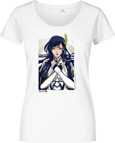 Majestätische Walküre – Himmlische Kriegerin Premium - walküre premium kunst, Brunhilde, Record of Ragnarok, Shuumatsu no Valkyrie, himmlische kriegerin design, anime walküre druck, blaue goldene kriegerin kunst, nordische mythologie anime, mystische kriegerin design, blauhaarige walküre kunst, weißer rüstung kriegerin, starke weibliche anime kunst, epische kriegerin design, goldene walküre druck, mystische kriegerin kunst, elegante anime kriegerin, premium walküre druck, himmlische kriegerin vintage - Women T-Shirt