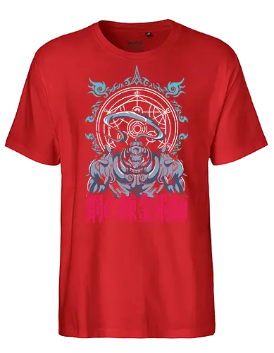 Stahl Alchemist Rüstung - Transmutationskreis - alchemist rüstung kunst, transmutationskreis design, stahl krieger anime druck, riesen rüstung alchemie kunst, anime alchemie premium design, Alphonse Elric, Fullmetal Alchemist, FMA Brotherhood, anime alchemy premium design, metal warrior transmutation art, steel armor magic circle, epic anime warrior print, alchemy tribal circle art, armored warrior kanji design, philosophical anime art premium, epic metal armor print, alchemic circle warrior art, classic anime armor design, steel warrior kanji premium - Fairtrade T-Shirt