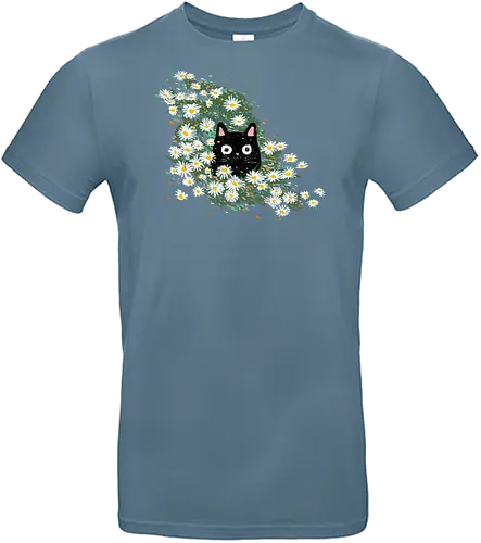 Summer catmouflage - cats, cats lovers, cute cat, funny cat, animal lover, summer, flowers, nature, animals - Standard T-Shirt