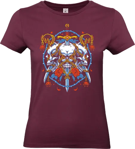 Pirate Cerberus - Pirates, PirateLife, PirateStyle, PirateArt, PirateAesthetic, SeaOfThieves, JollyRoger, CaptainLife, Buccaneer, TreasureHunter, threeheadedskulls, Skull, SkullArt, SkullDesign, GothicArt, Macabre, SkeletonArt - Standard T-Shirt (Women)