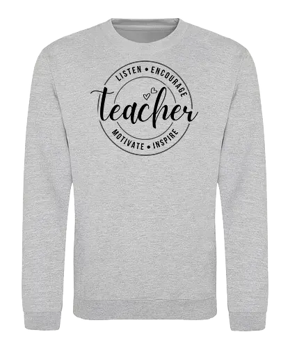Teacher Listen Encourage Inspire Lustiges Lehrer - Teacher Listen Encourage Inspire, Lehrer Shirt, Lehrerin Geschenk, Lehrer Geschenk, Pädagoge, Pädagogin, Schule, Unterricht, Bildung, Lehrer Humor, Lehrer T-Shirt, Schulalltag, Klassenzimmer, Grundschule, Gymnasium, Dozent, Dozentin, Referendar, Referendarin, Lehrer Motivation, Inspirierende Lehrer, Lehrer Wertschätzung, Schulanfang Geschenk, Lehrertag, Bildung Geschenk, Lehrer Beruf, Lehrer Outfit, Klassenlehrer, Fachlehrer, Schüler, Lernen, Teaching, Education, Education Gift, Teacher Gift, Mentor, Inspiration, Motivation, Schule Geschenk, Lehrkraft, Unterrichtsmaterial, Schulteam, Kollegium, Lehrer Anerkennung, Lehrer Leben, Lehrer Spruch, Lehrerin T-Shirt, Geschenk für Lehrer, Pädagogik, Bildungswesen. - Sweatshirt