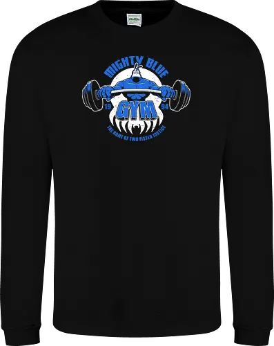 Blauer Superheld Fitnessstudio Vintage 1994 Muskel Cartoon Retro