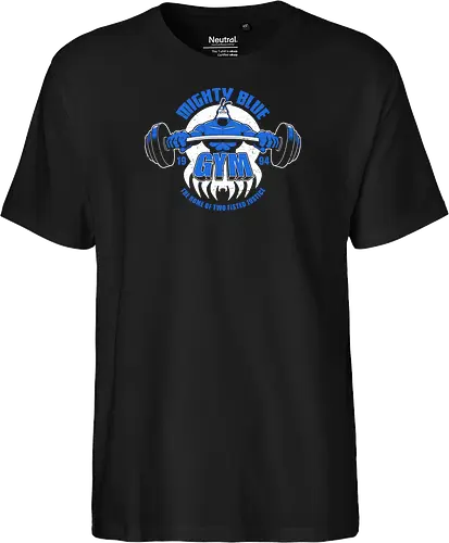 Blauer Superheld Fitnessstudio Vintage 1994 Muskel Cartoon Retro